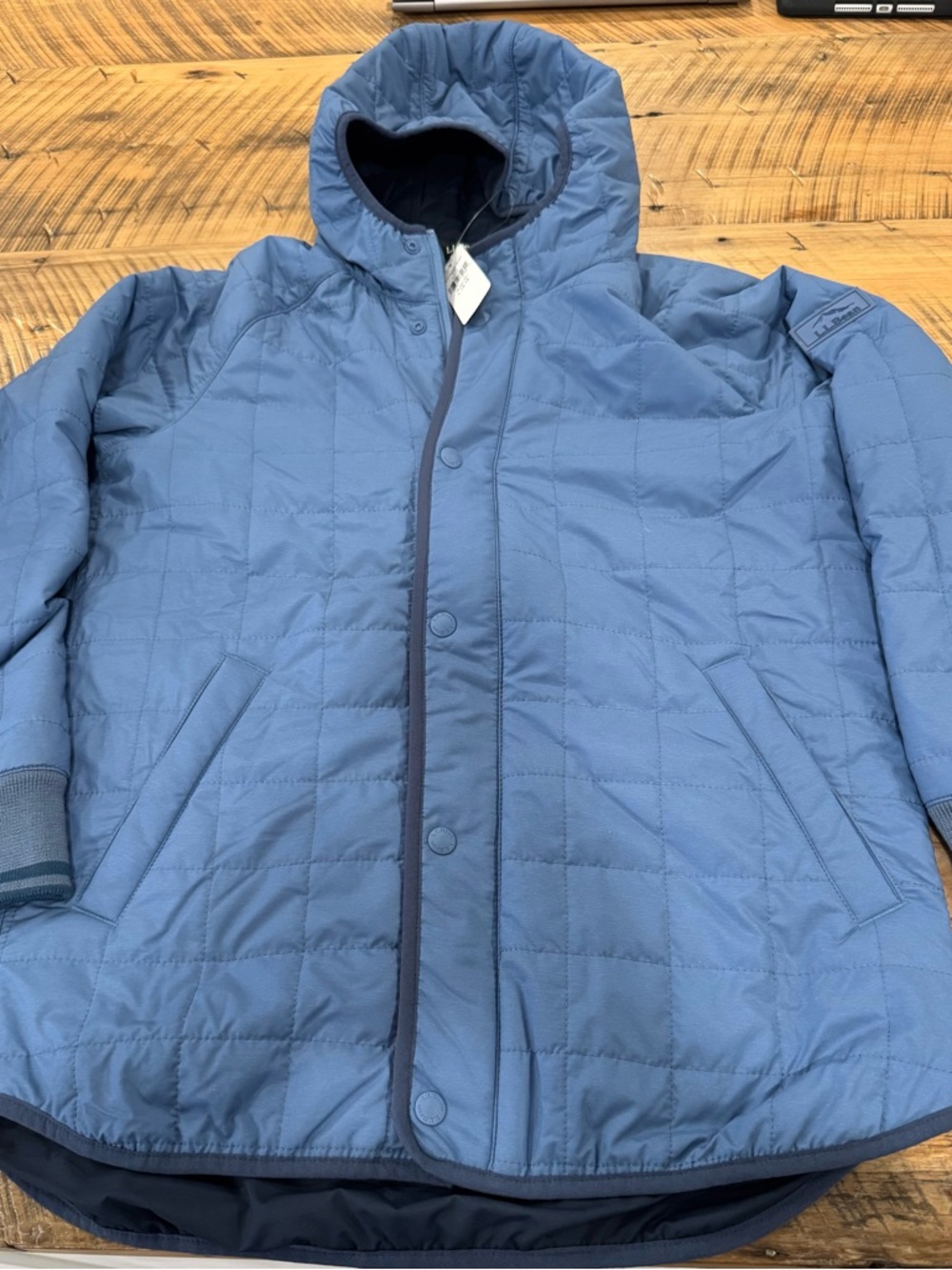 LL Bean Blue Quilted Hooded Jacket